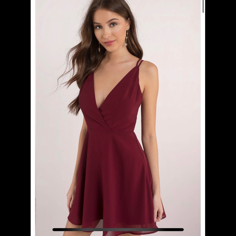 Red strappy skater dress